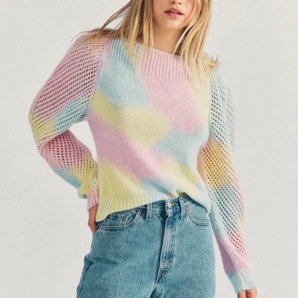 LOVESHACKFANCY Rosie Alpaca Pastel Multicolor Knit Sweater (D5)